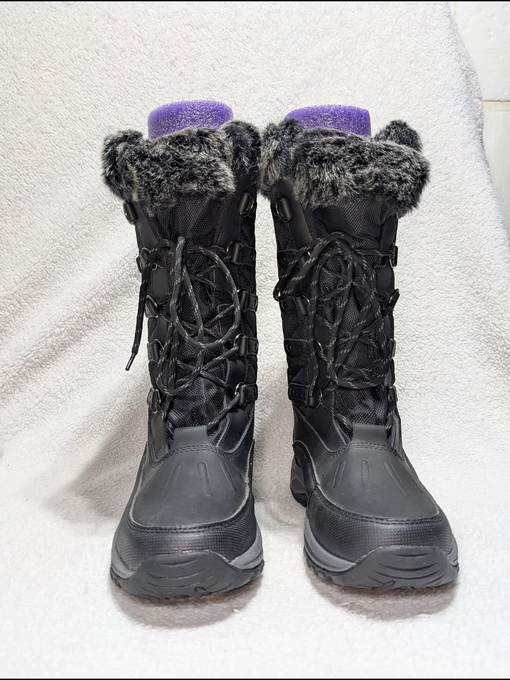 Pacific Mountain Women's 9 Whiteout Black Snow Boot Winter Waterproof Insulated